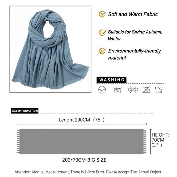 🆕 Women Blue Wedding Evening Dress Pashmina Shawl Winter Foulard Femme Wraps - Picture 5 of 7